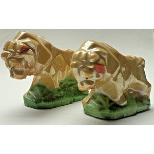 Vtg MCM Lot Of 2 Lion Pin Cushion Lusterware Painted Japan READ